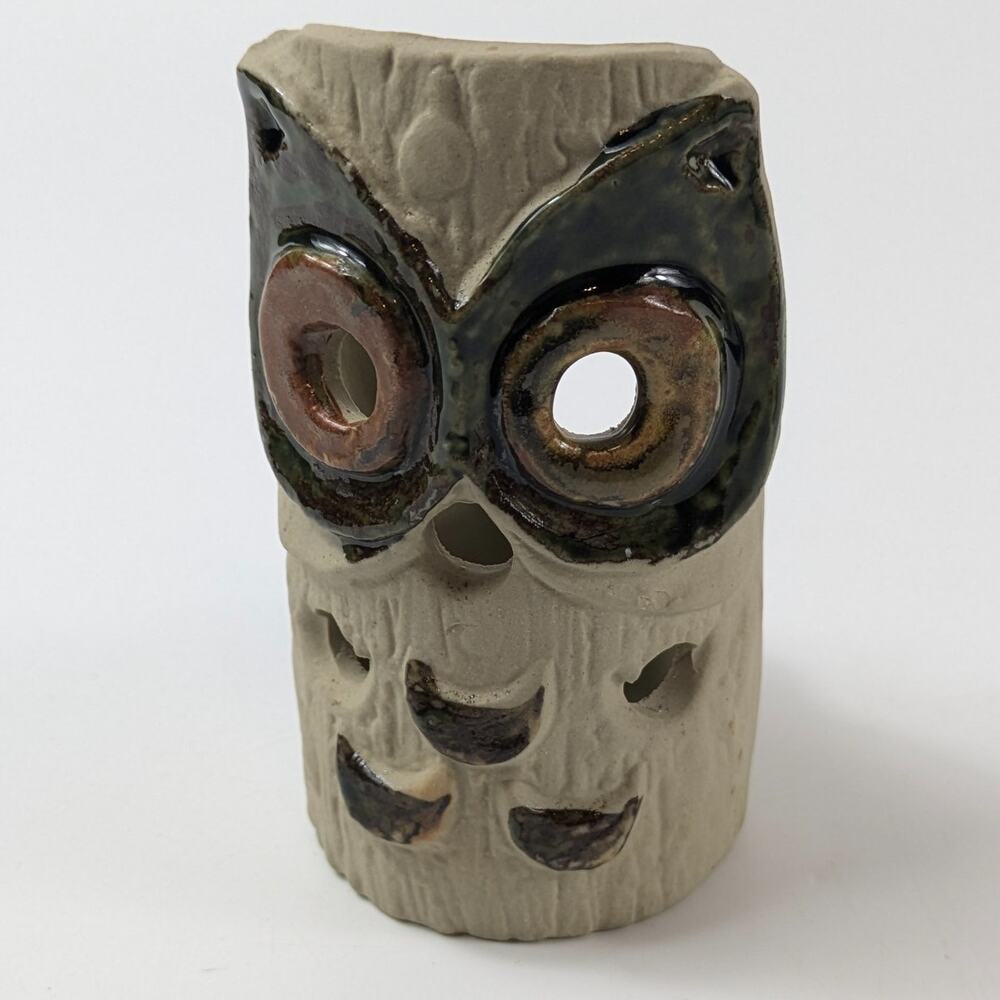 Vintage Owl Votive Candle Holder Glazed Pottery Counterpoint San Francisco Gift